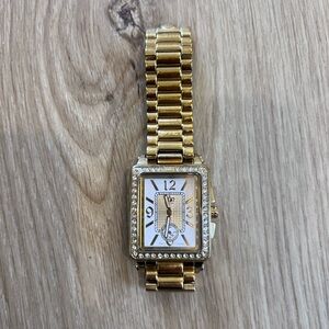 Juicy Couture Gold Rectangular Watch with Crystal Details